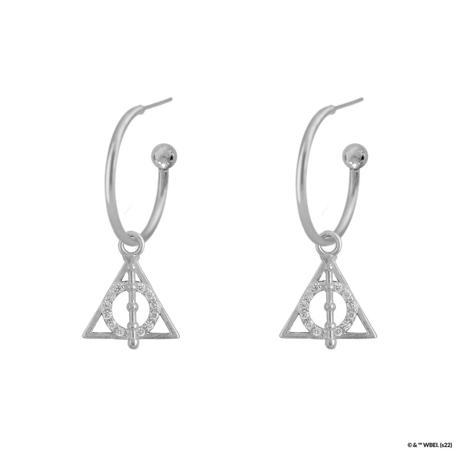 Short Story - Harry Potter Hoop Earring Diamante Deathly Hallows Silver