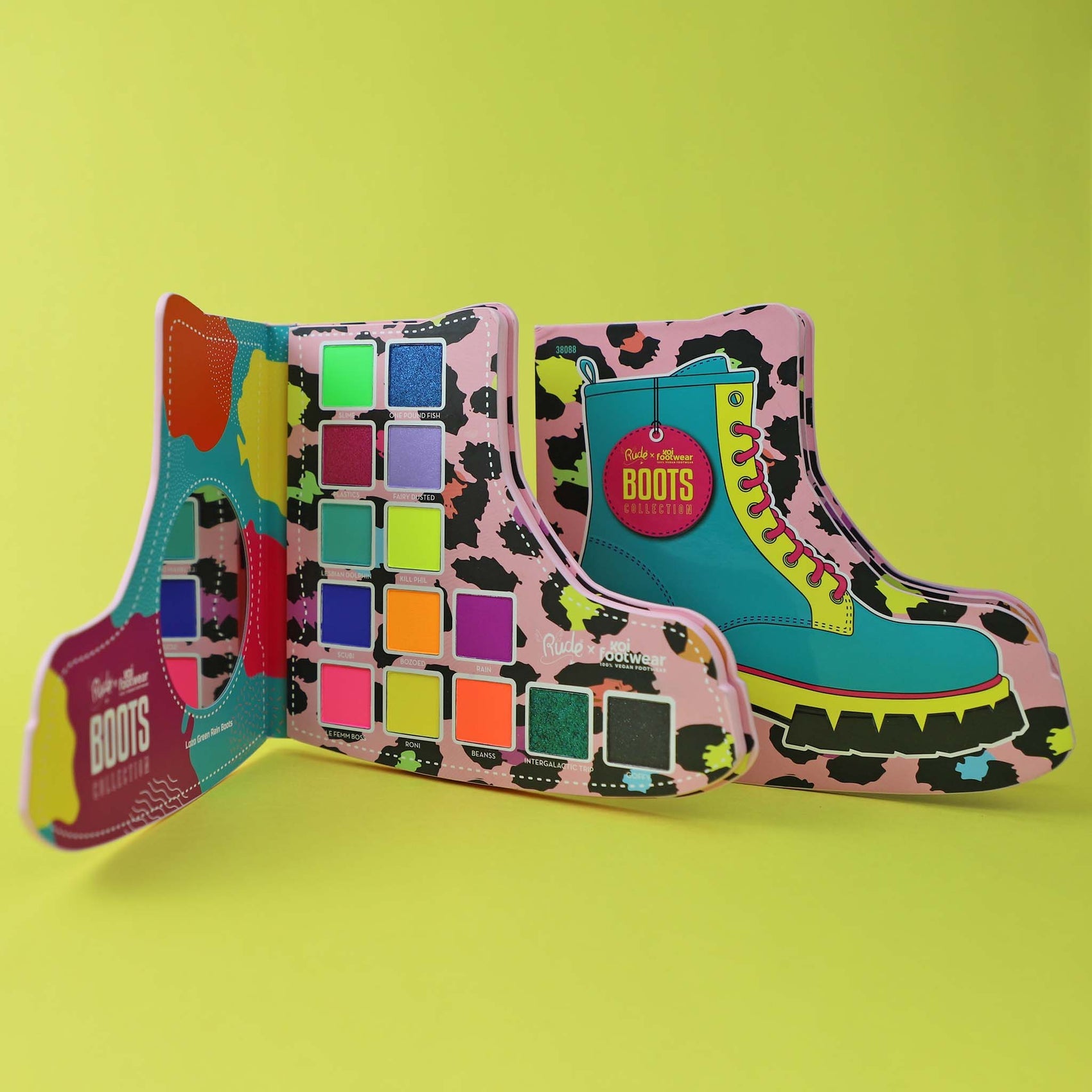 Rude Cosmetics x Koi Footwear Boots Collection - Lozo Green Rain Boots Palette