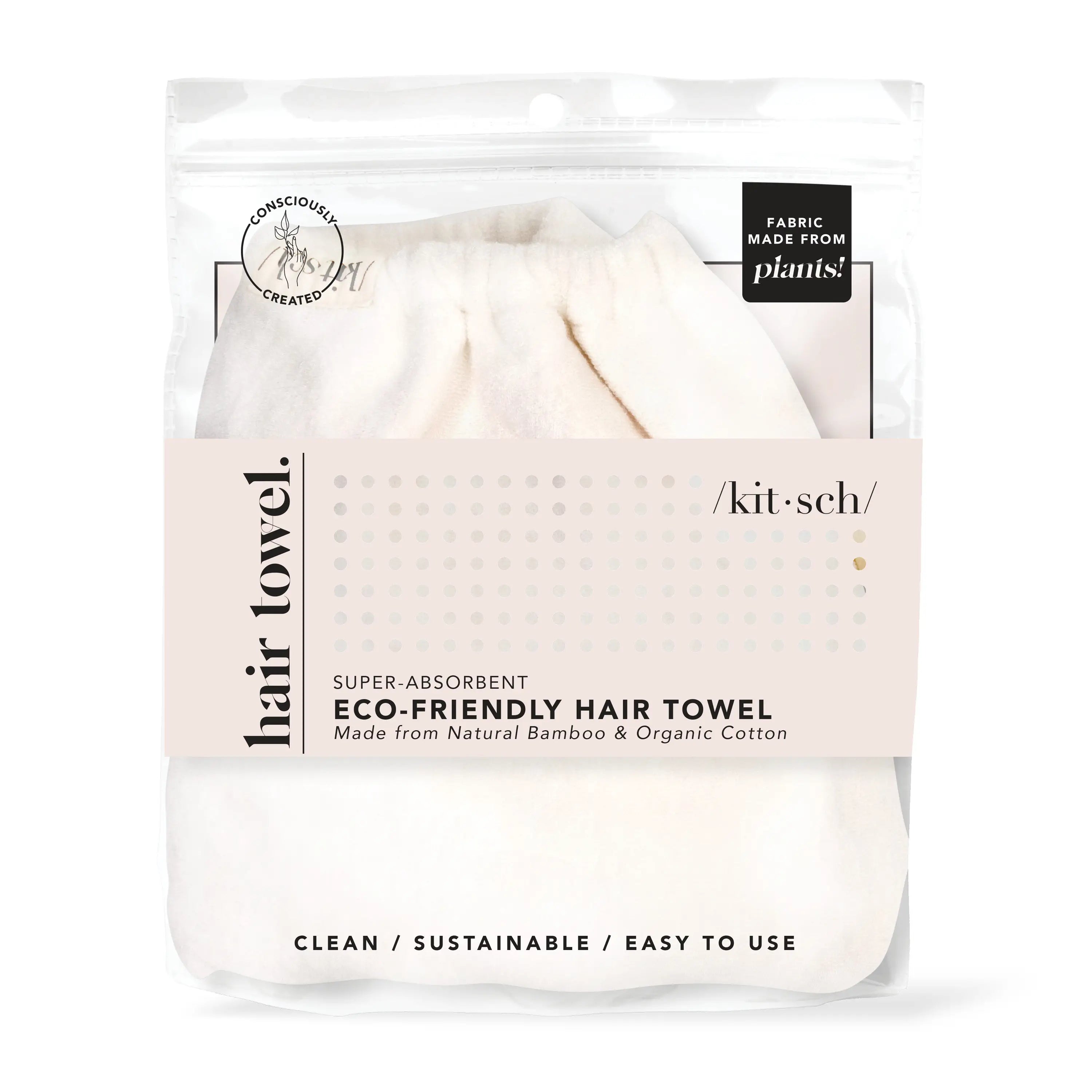 Kitsch - Quick Dry Hair Towel - Eco White