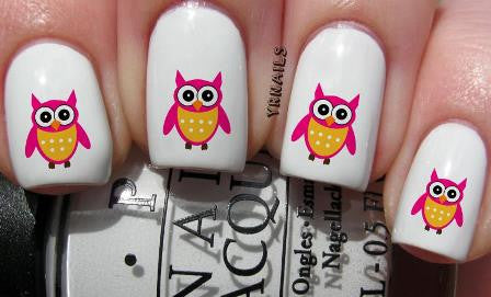 Nail Transfers Pink & Yellow Owl