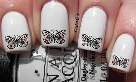 Nail Transfers Orange Tint Butterfly