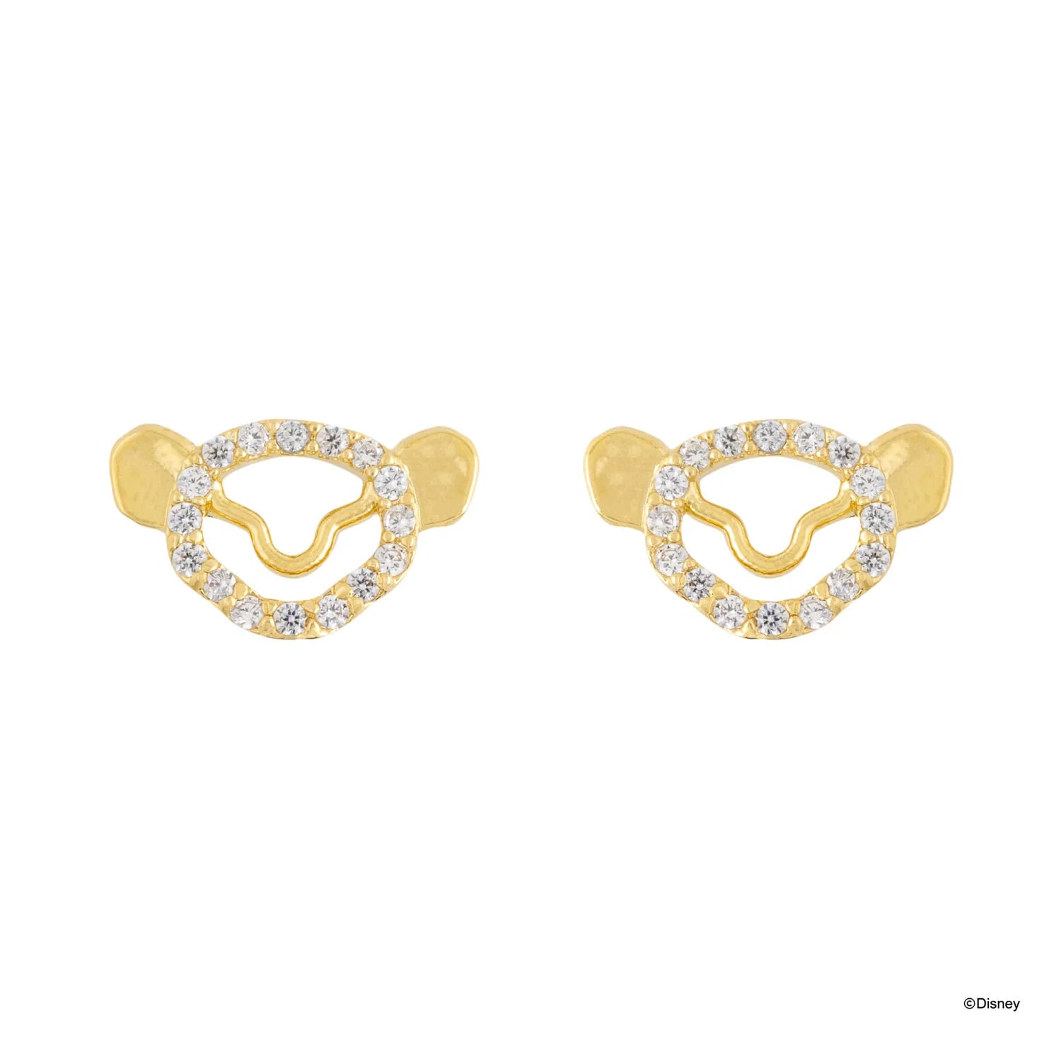 Short Story - The Lion King Earring Diamante Simba Face Stencil Gold