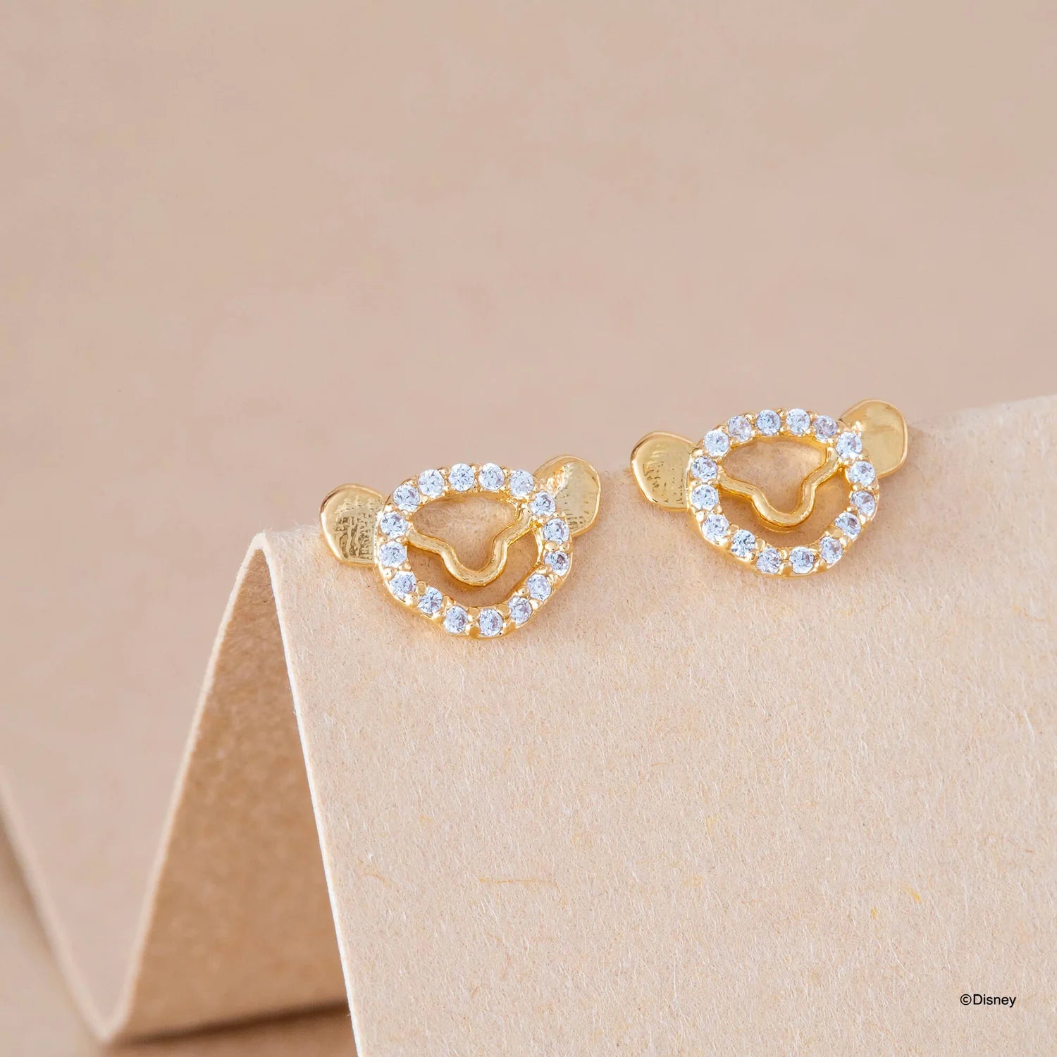 Short Story - The Lion King Earring Diamante Simba Face Stencil Gold