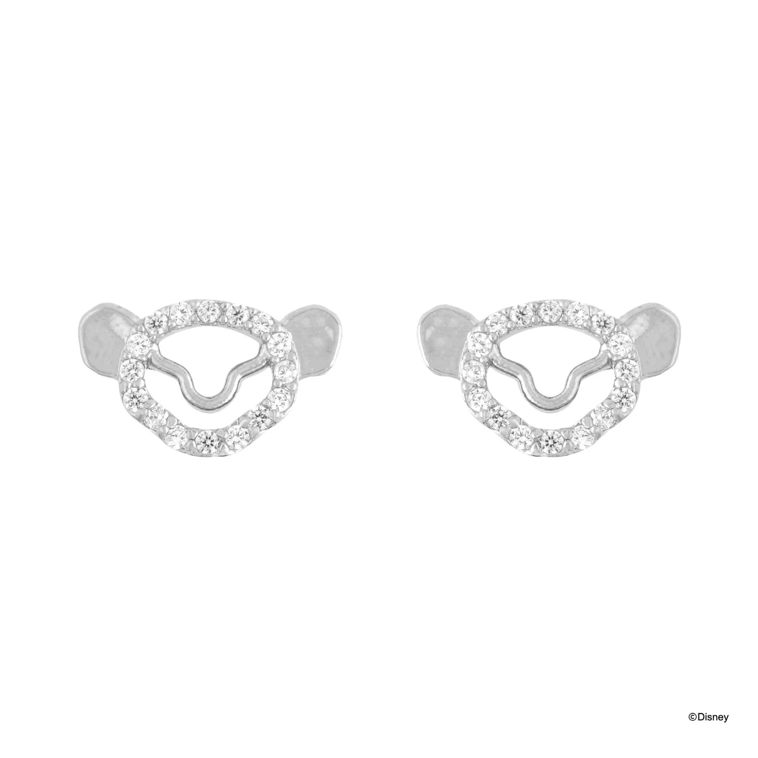 Short Story - The Lion King Earring Diamante Simba Face Stencil Silver