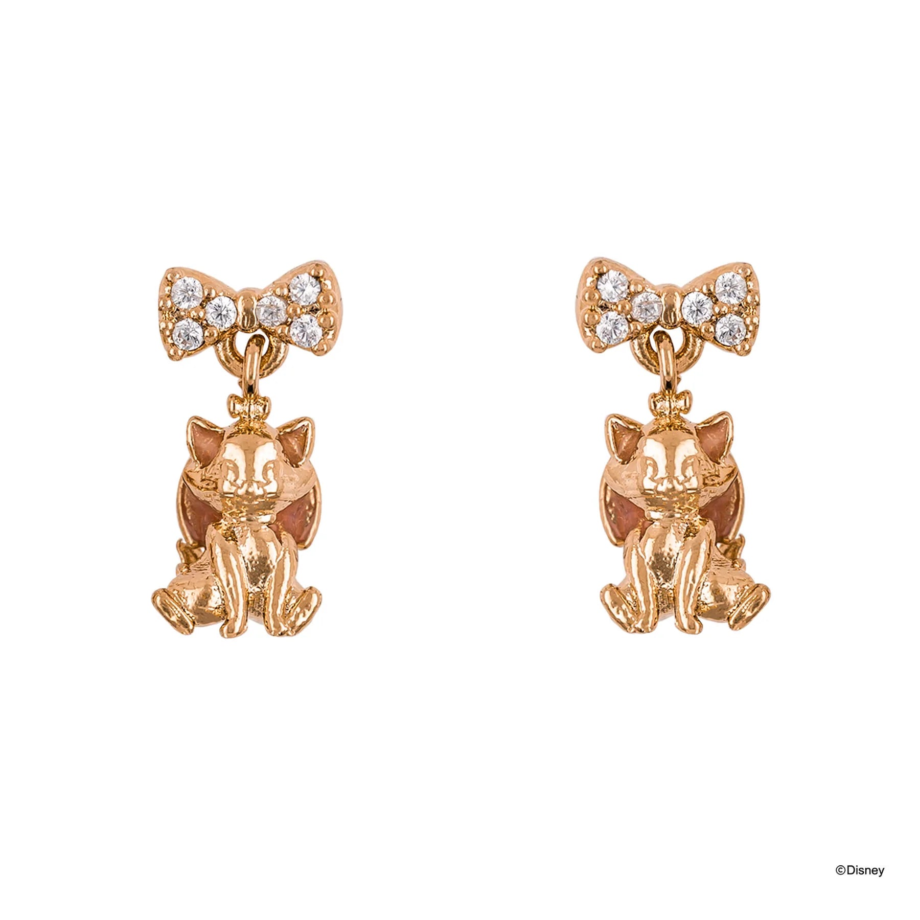 Short Story - Disney Drop Earring Diamante Marie Rose Gold