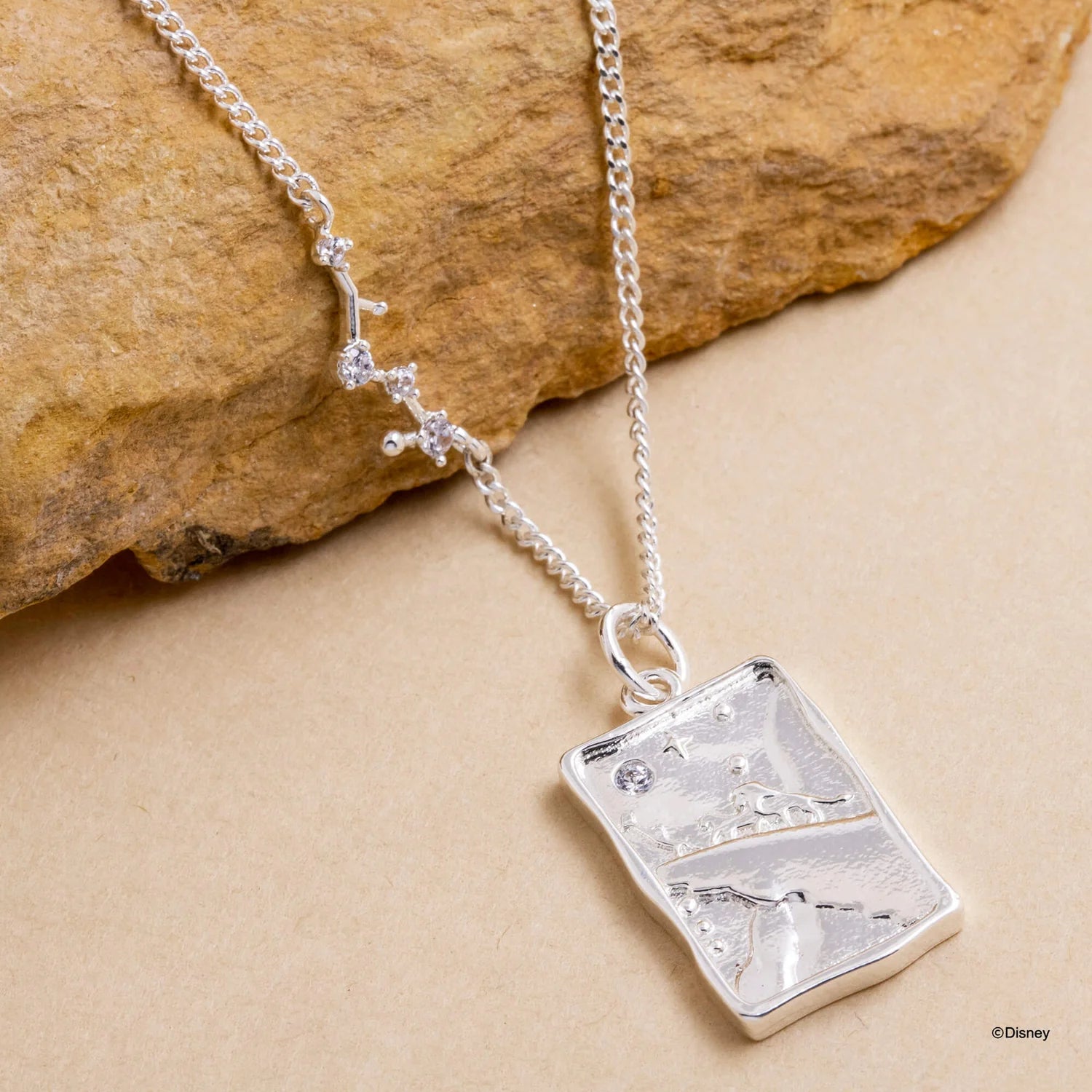 Short Story - The Lion King Necklace Diamante Pride Rock Silver