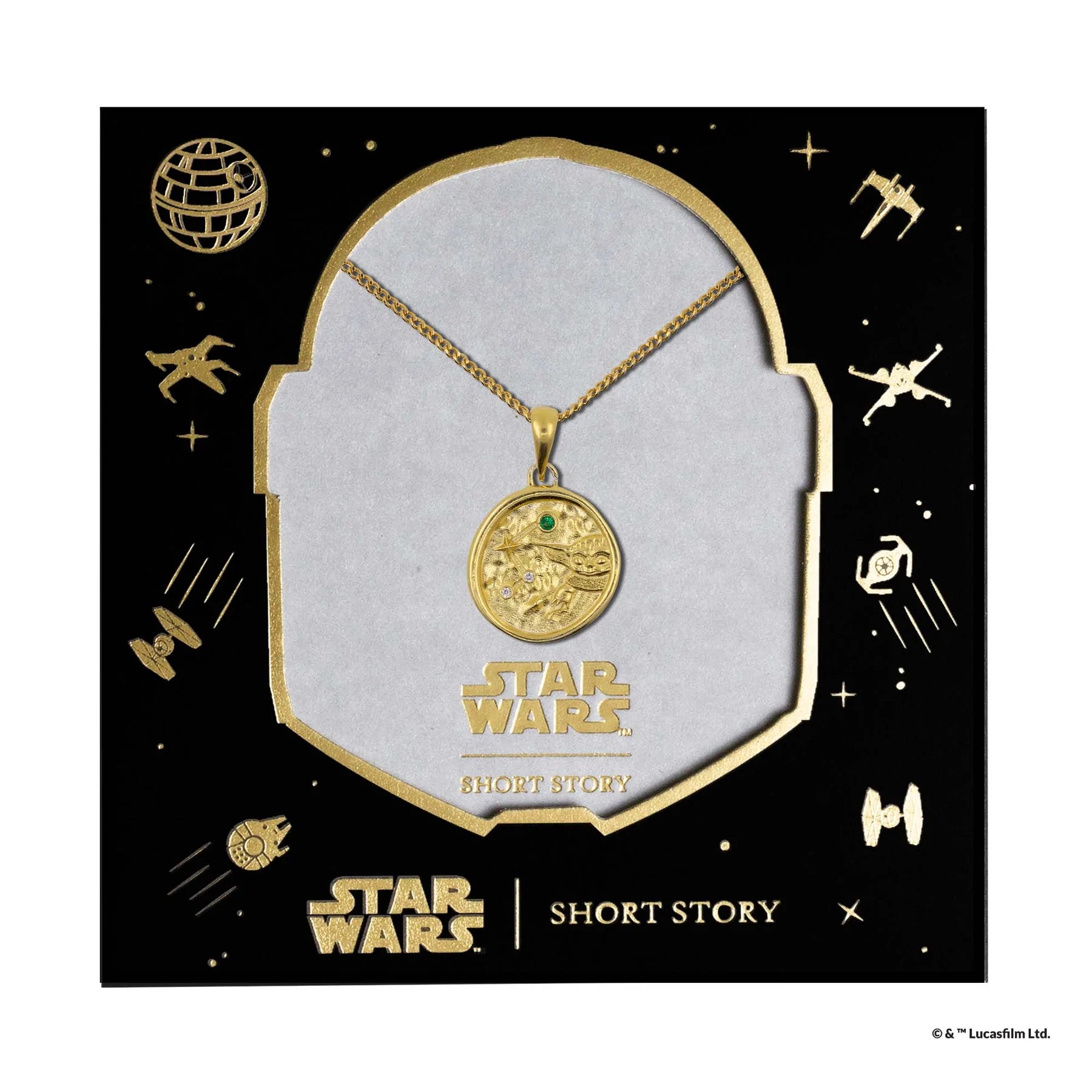 Short Story - Star Wars Necklace Medallion Grogu Gold